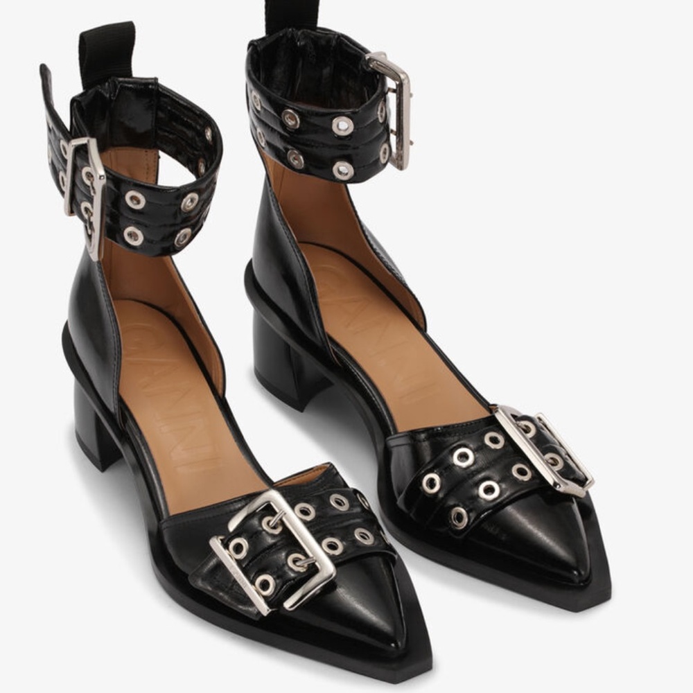 Ganni Buckle Studded Heels